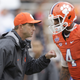 CLEMSON, SC - OCTOBER 10: Head Coach Dabo Swinney of the Clemson Tigers talks with quarterback Deshaun Watson #4 prior to their game against the Georgia Tech Yellow Jackets at Memorial Stadium on October 10, 2015 in Clemson, South Carolina. (Photo by Tyler Smith/Getty Images)
